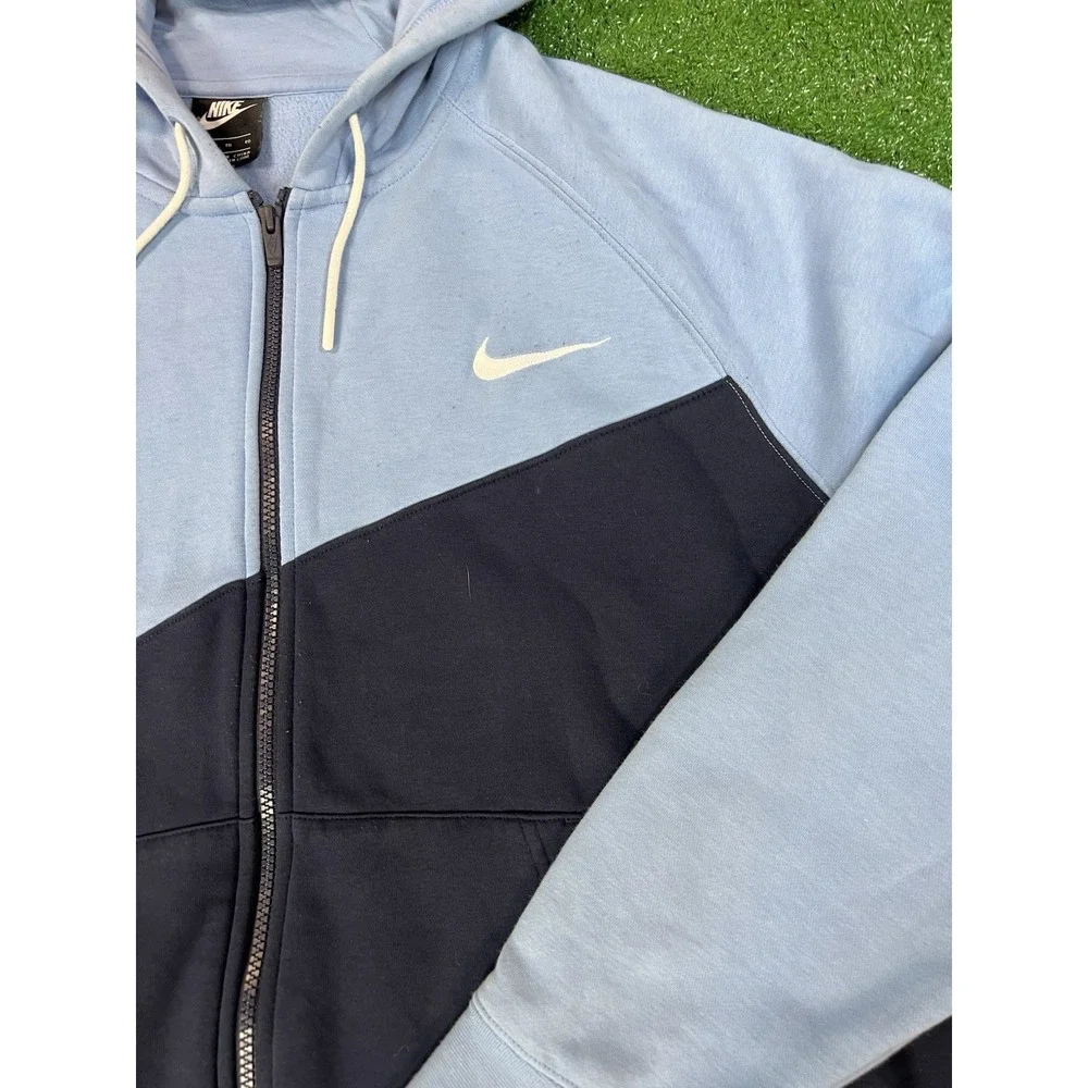 Nike Sportswear Full Zip Hoodie Men XL Blue Colorblock Fleece Swoosh‎ BV5237-451